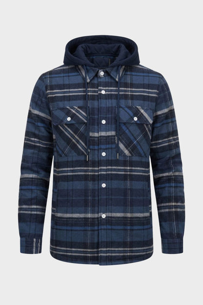 Men's Checked Shirt Jacket | Hooded