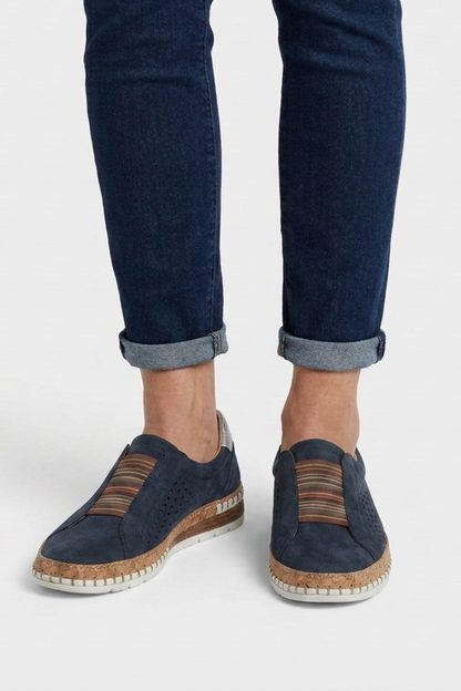 Women's Slip-On Shoes with Elastic Insert and Perforated Design