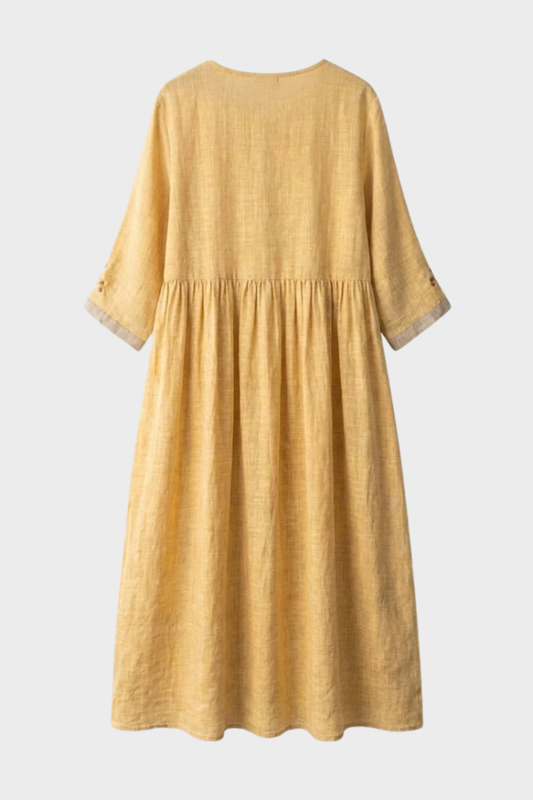 Women's Embroidered Midi Dress | Linen