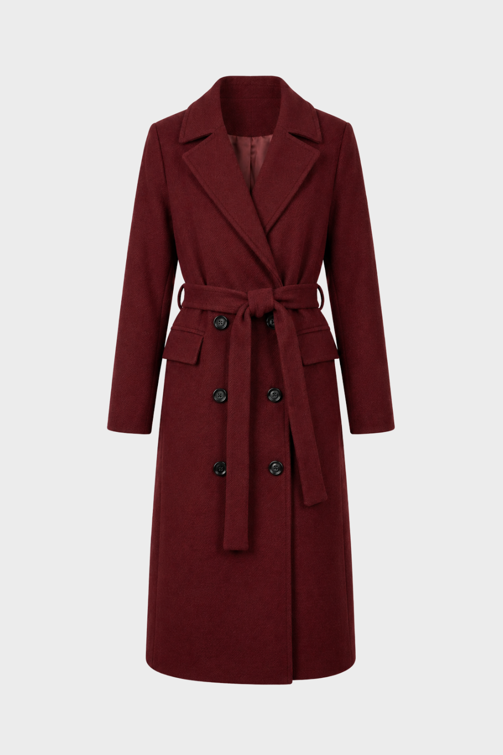 Women's Coat with Belt and Notched Collar