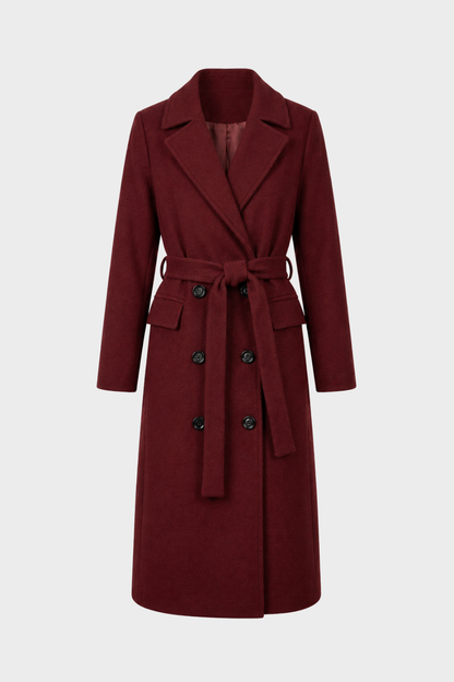 Women's Coat with Belt and Notched Collar