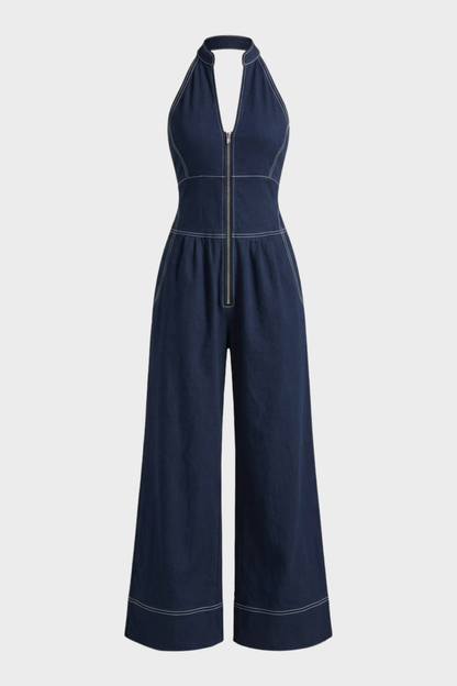 Women's Zip-Front Jumpsuit | Halter