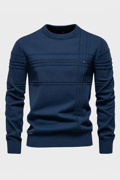 Men's Striped Crew Sweater | Ribbed Trim