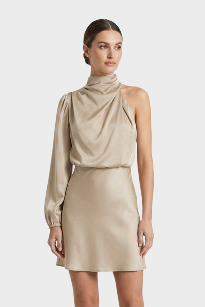 Women's Long Sleeve Dress with Stand-Up Collar