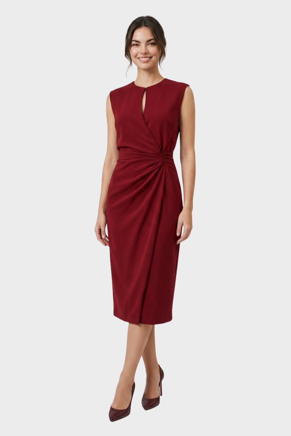 Women's Ruched Pencil Midi | Keyhole