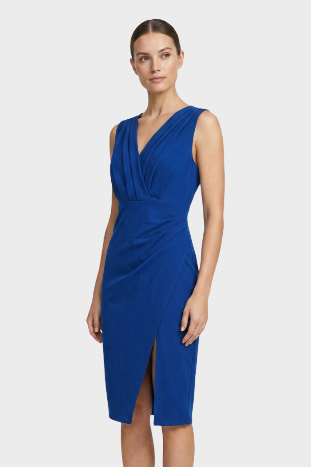 Fitted Dress for Women with V-Neck and Slit