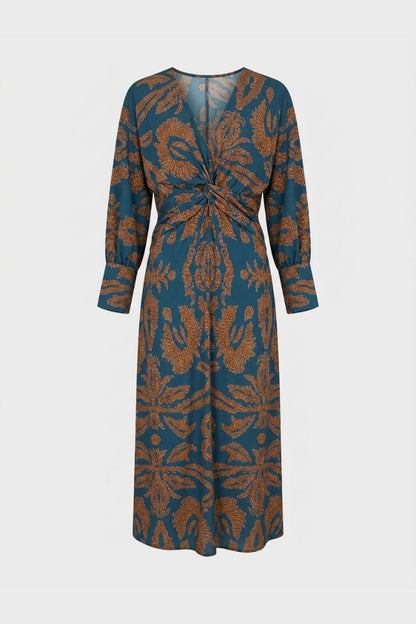 Midi Dress for Women in Wrap Style with V-Neck