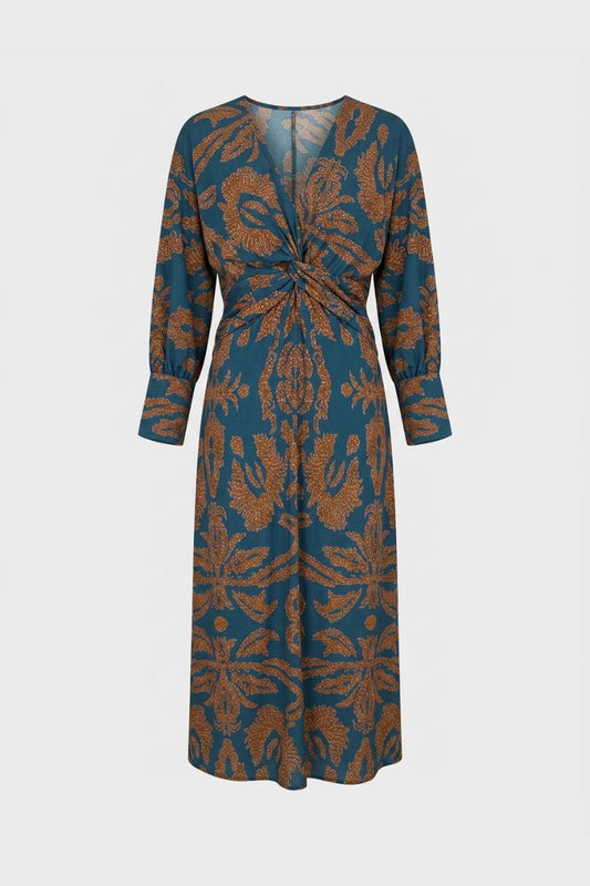 Midi Dress for Women in Wrap Style with V-Neck