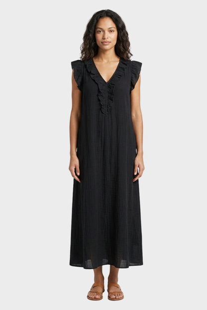 Women's Linen-Look Maxi Dress | Ruffle