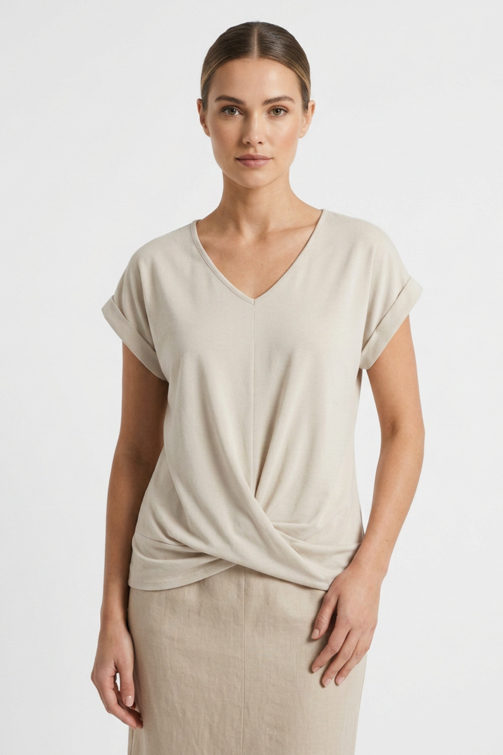 Women's T-Shirt with V-Neck and Short Sleeves