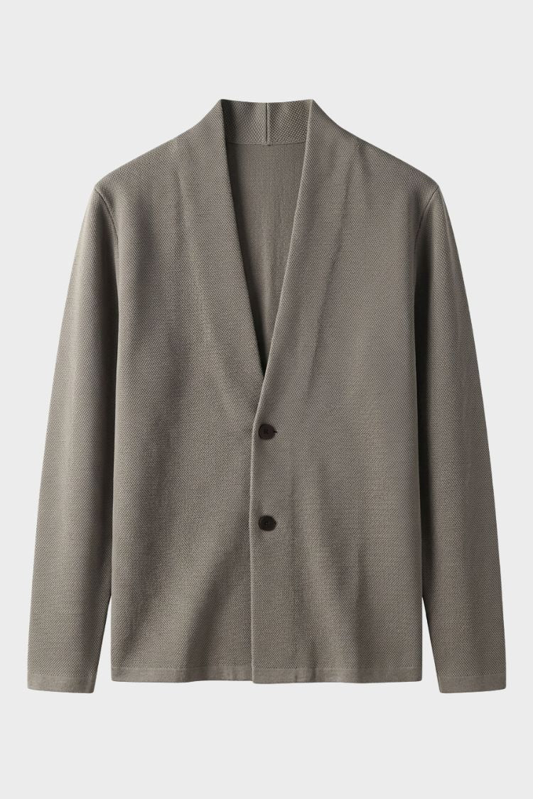 Men's Open Cardigan | Button Detail & Stand Collar