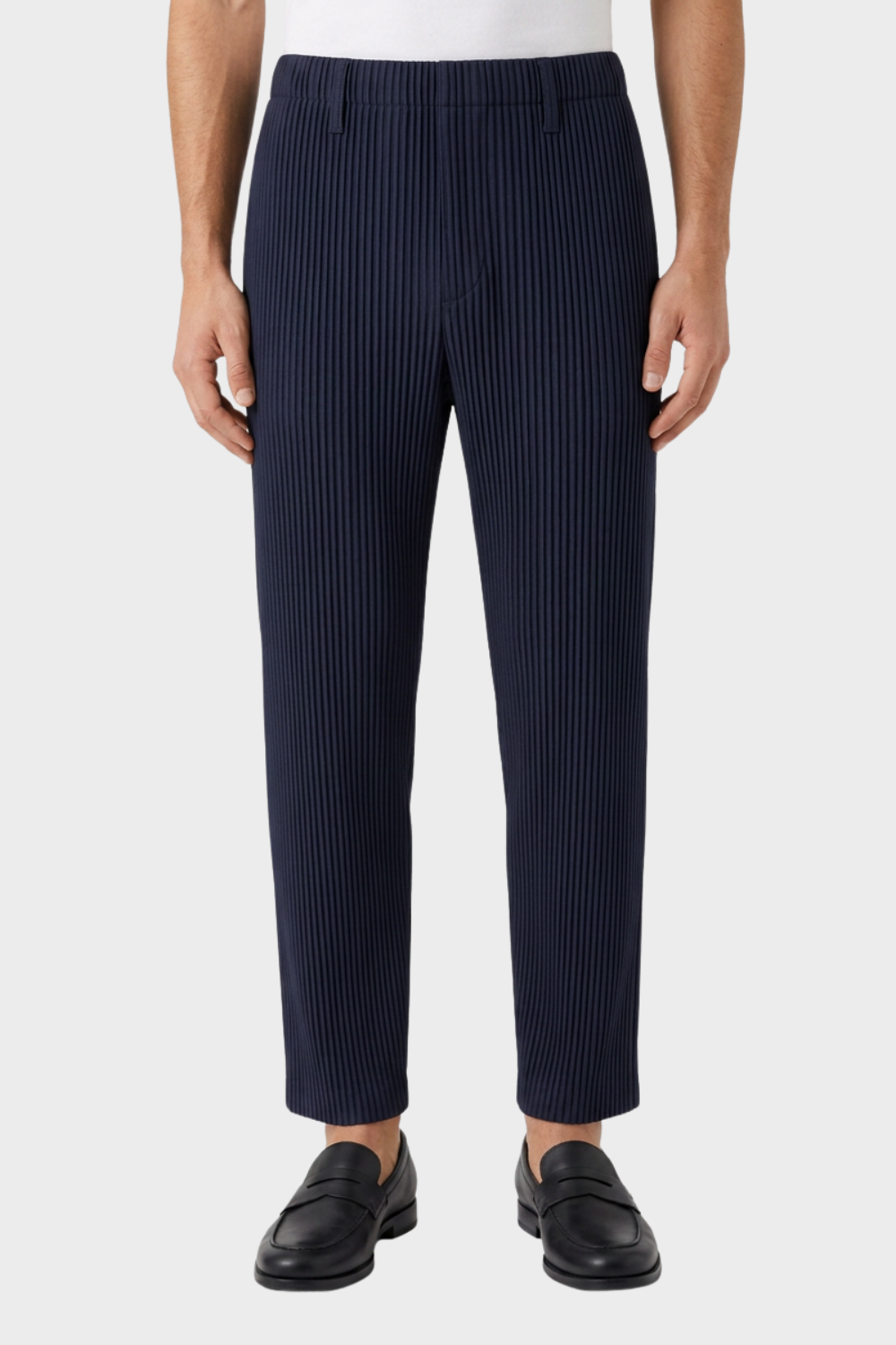Men's Trousers with Elastic Waistband, Straight Cut, Ribbed