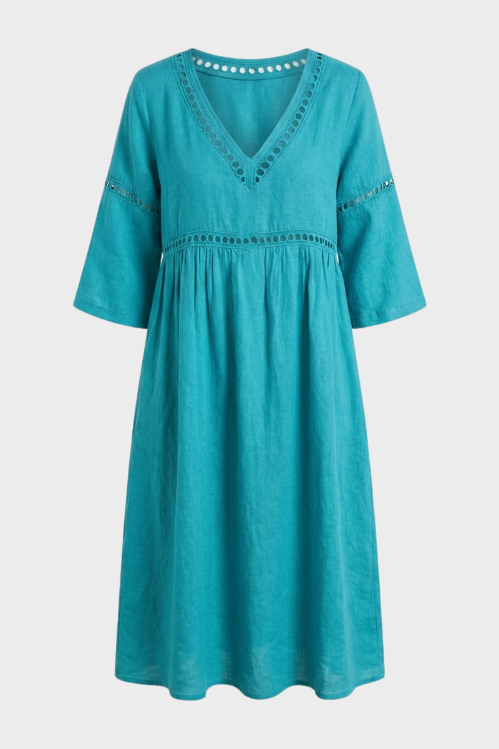 Women's Crochet-Trim Midi | V-Neck
