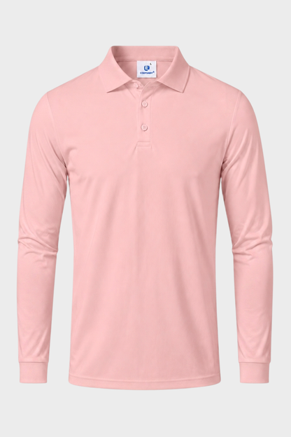 Men's Long Sleeve Polo Shirt with Button Placket