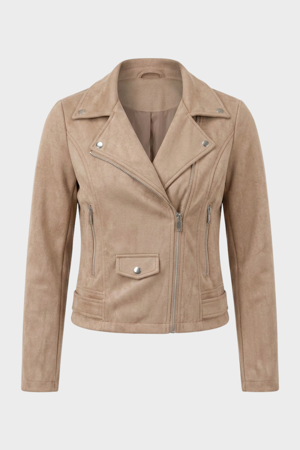 Women's Leather Biker Jacket with Zip
