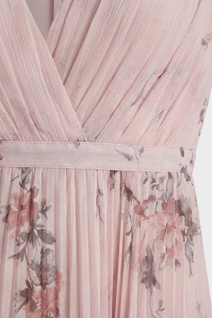 Women's Pleated Maxi Dress | V-Neck