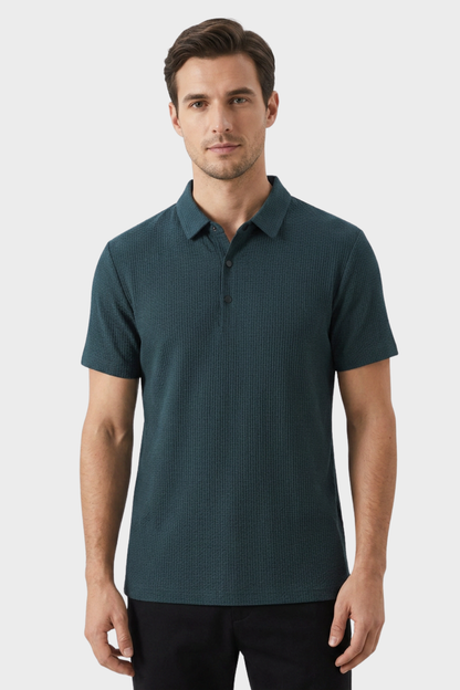 Men's Short Sleeve Polo Shirt with Button Placket