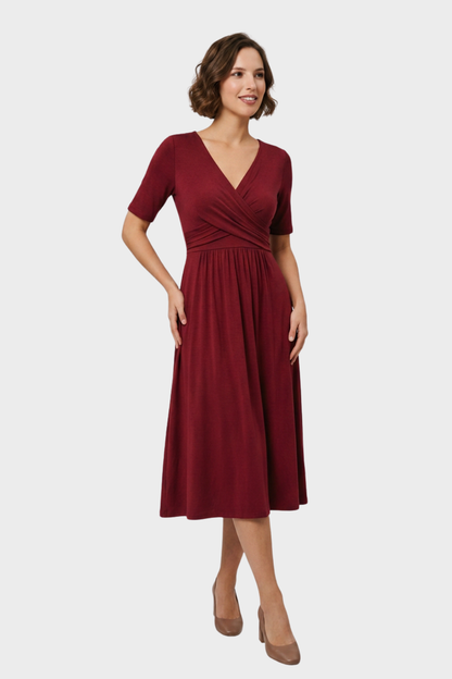 Women's Wrap Midi Dress | V-Neck