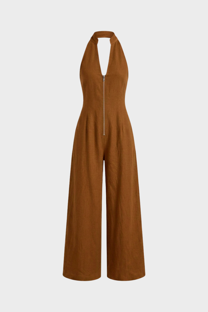 Women's Zip-Front Jumpsuit | Halter