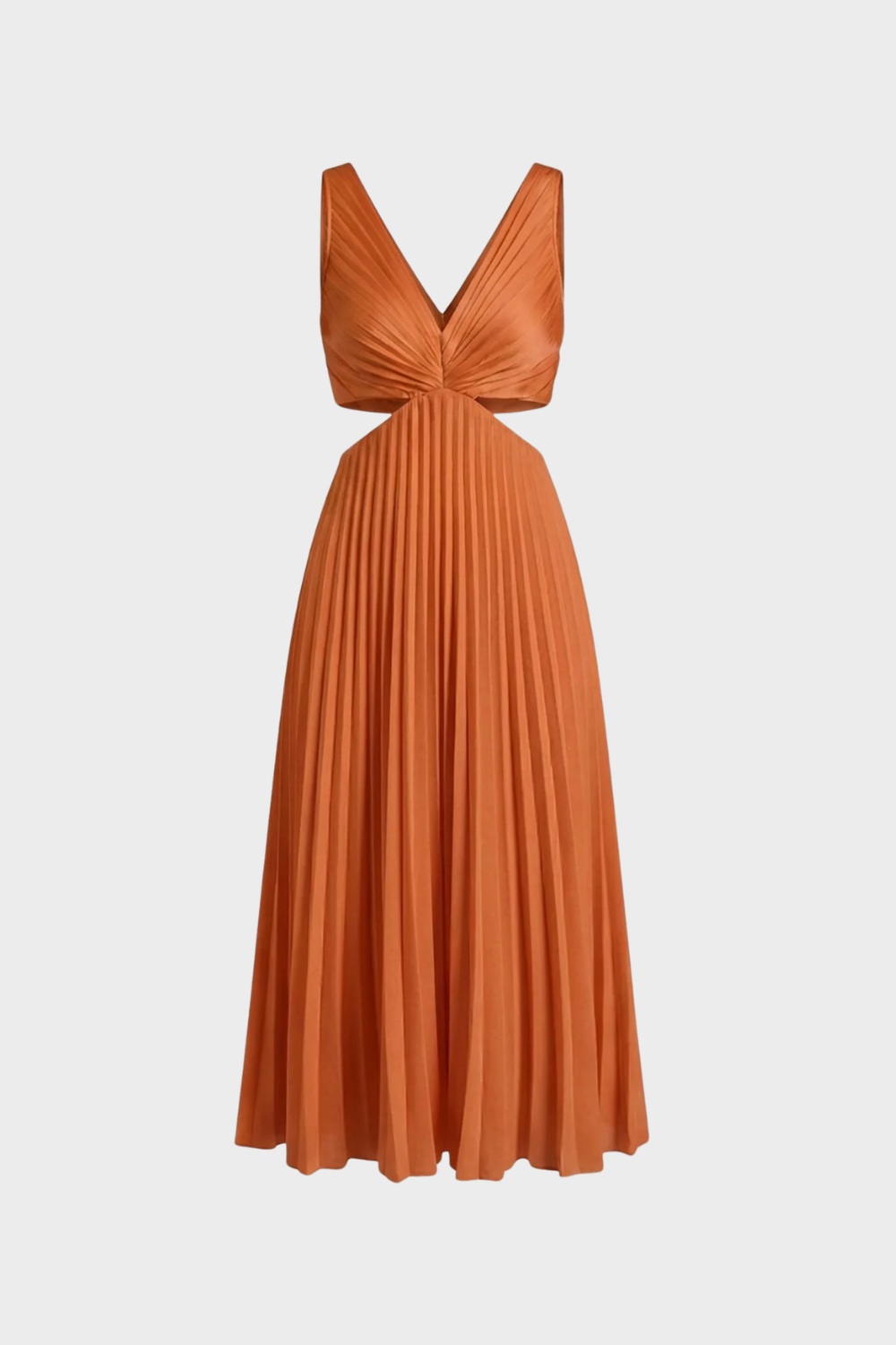 Maxi Dress for Women with Pleats and V-Neck