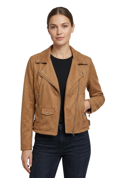Women's Leather Biker Jacket with Zip