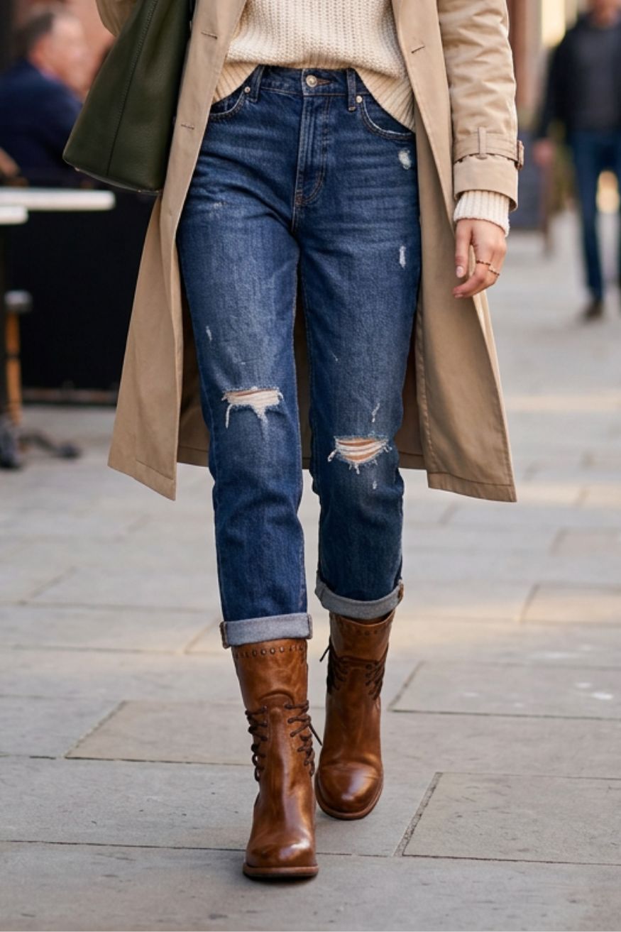 Women's Mid-Calf Lace-Up Boots | Low Block Heel