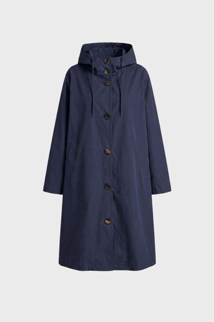 Women's Hooded Raincoat | Button-Front