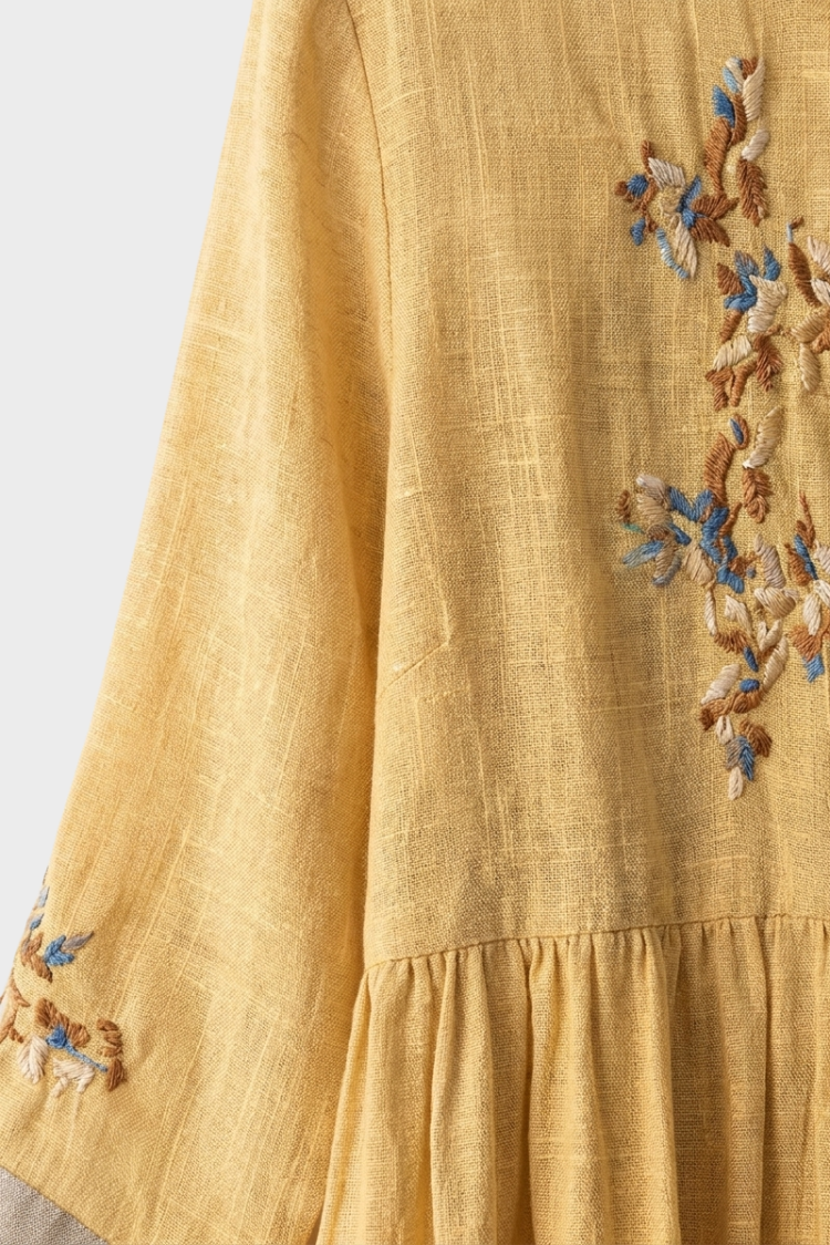 Women's Embroidered Midi Dress | Linen