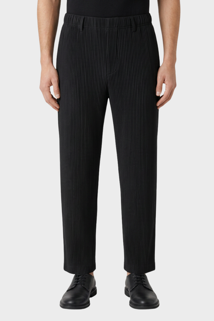 Men's Trousers with Elastic Waistband, Straight Cut, Ribbed