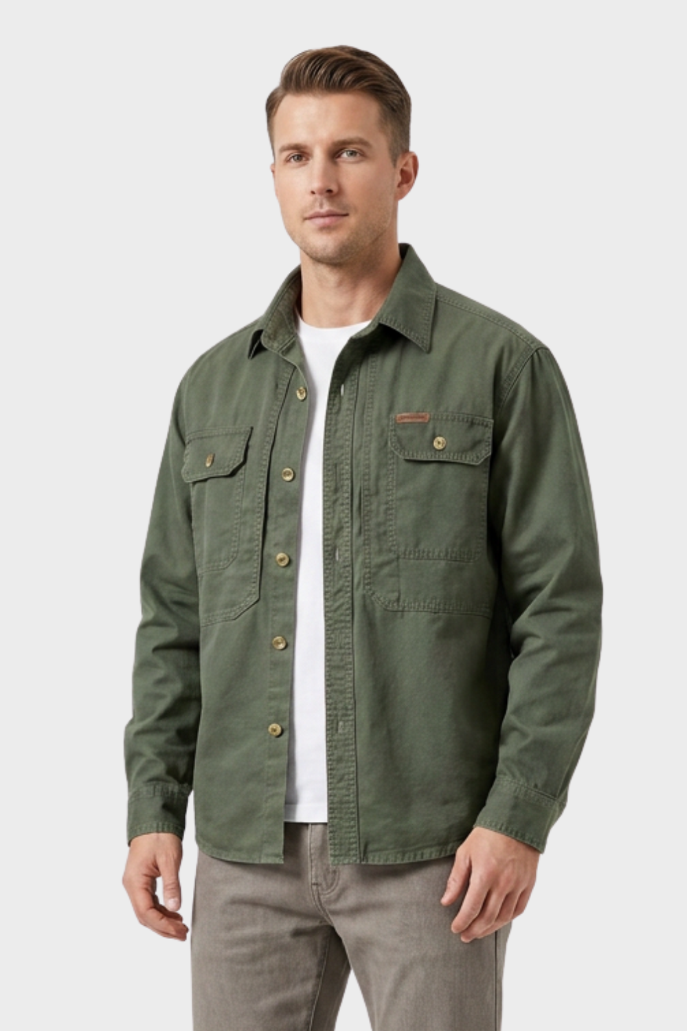 Men's Shirt with Chest Pockets and Button Placket