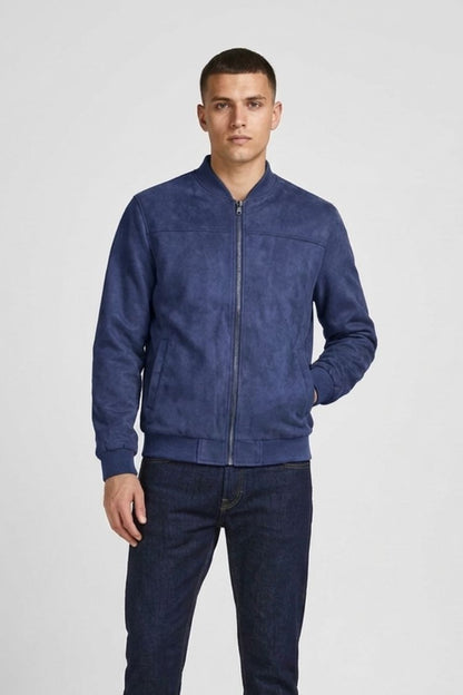 Men's Jacket with Zip and Stand-Up Collar