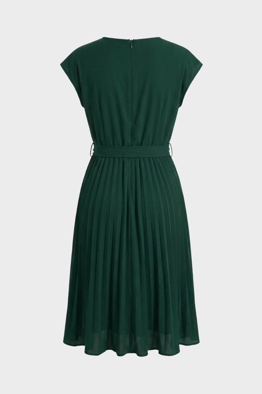 Midi Dress for Women with Pleated Skirt and Belt