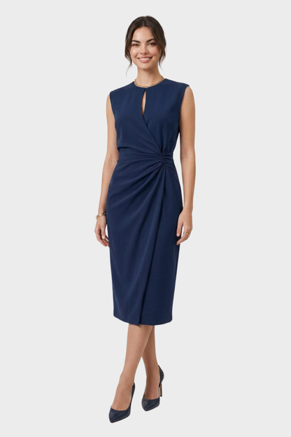 Women's Ruched Pencil Midi | Keyhole