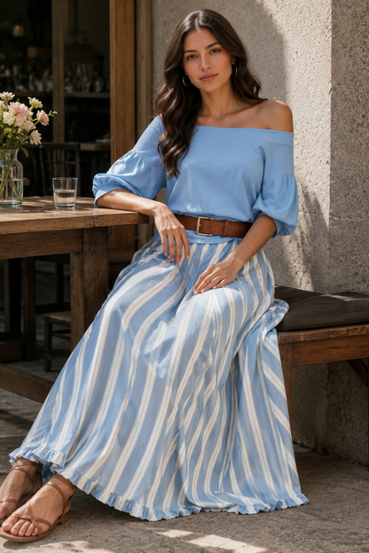 Women's Boho Skirt Set | Off-Shoulder
