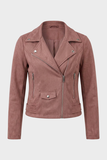 Women's Leather Biker Jacket with Zip