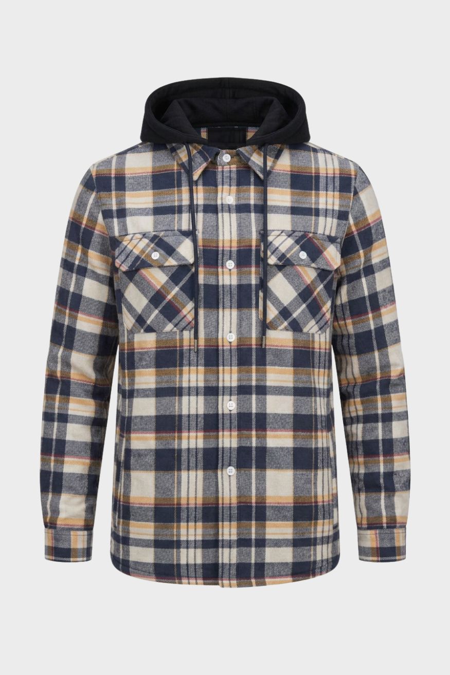 Men's Checked Shirt Jacket | Hooded