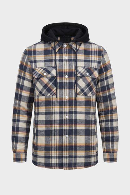 Men's Checked Shirt Jacket | Hooded