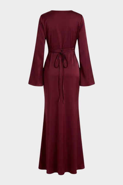 Women's Satin Maxi Dress | Long Sleeve