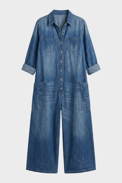 Women's Denim Jumpsuit | Collared