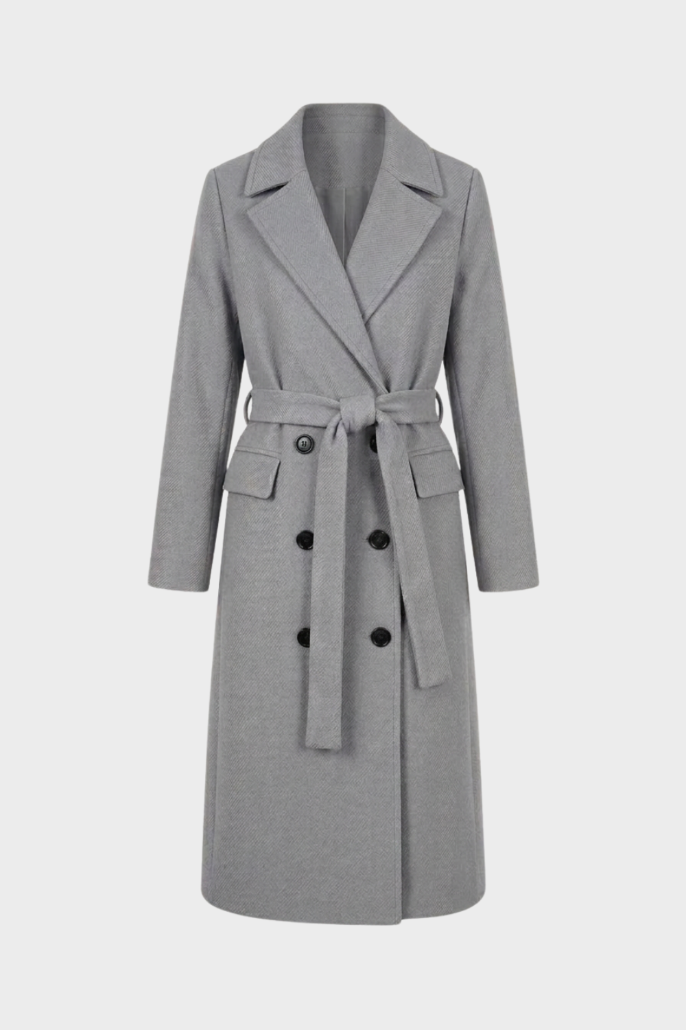 Women's Coat with Belt and Notched Collar