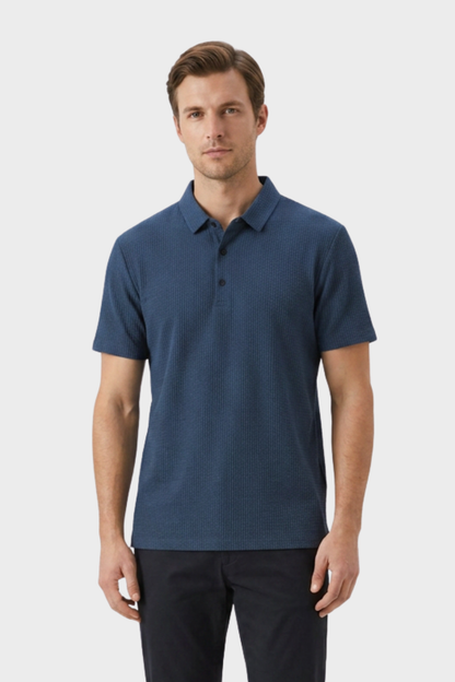Men's Short Sleeve Polo Shirt with Button Placket