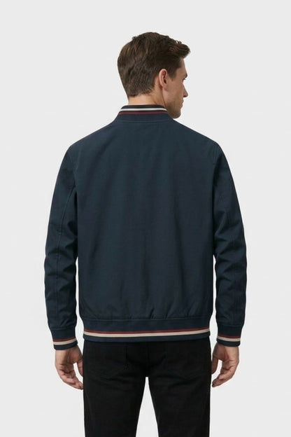 Men's Bomber Jacket with Zip and Stand-Up Collar