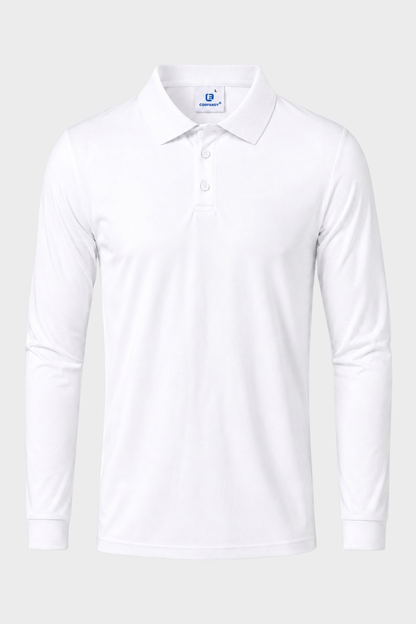 Men's Long Sleeve Polo Shirt with Button Placket