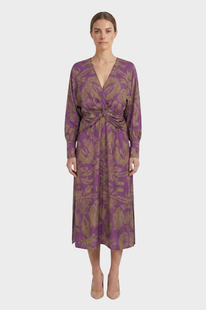 Midi Dress for Women in Wrap Style with V-Neck