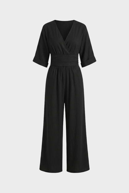 Women's V-Neck Jumpsuit | Wide-Leg