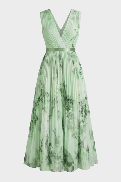 Women's Pleated Maxi Dress | V-Neck