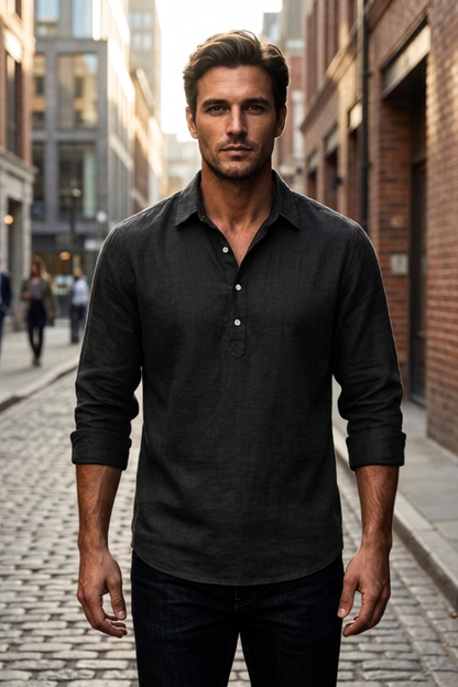 Men's Long Sleeve Shirt with Kent Collar