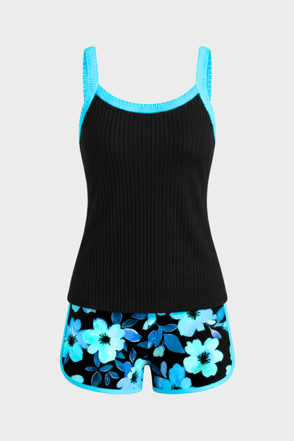 Women's Floral Tankini Swimsuit | Contrast Trim