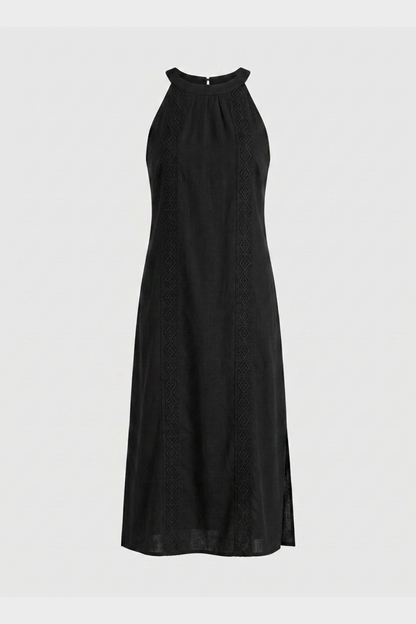 Women's Lace-Trim Linen Maxi | Slit