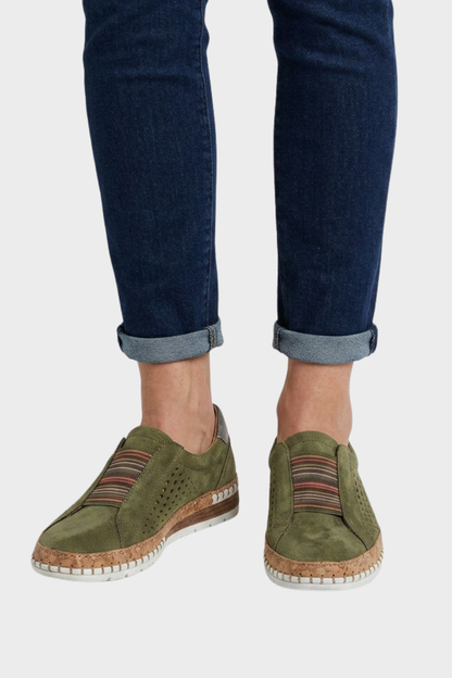 Women's Slip-On Shoes with Elastic Insert and Perforated Design